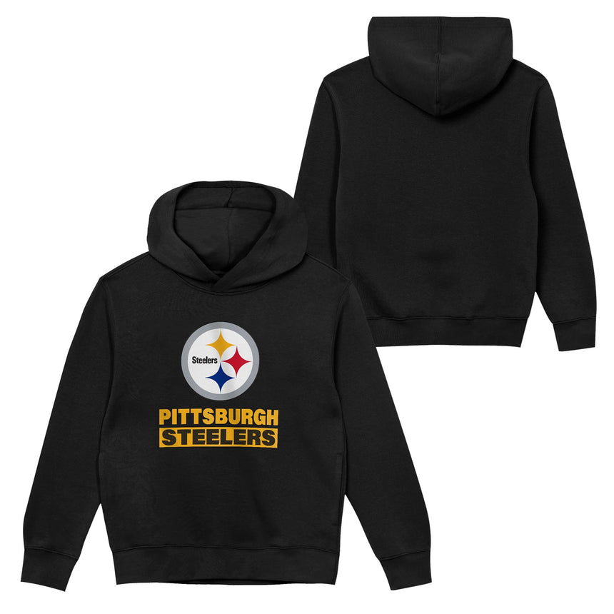 Pittsburgh Steelers Youth Back to Basics Black Hoodie - Pro Jersey Sports