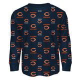 Kids Chicago Bears Child Navy Allover Print Top and Pant Pajama Set - Pro Jersey Sports