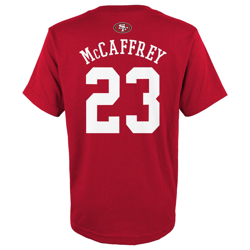 Youth San Francisco 49ers Christian McCaffrey Red Mainliner Player Name & Number T-Shirt - Pro Jersey Sports