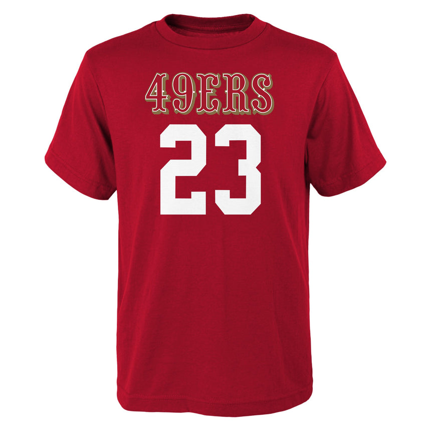 Youth San Francisco 49ers Christian McCaffrey Red Mainliner Player Name & Number T-Shirt - Pro Jersey Sports