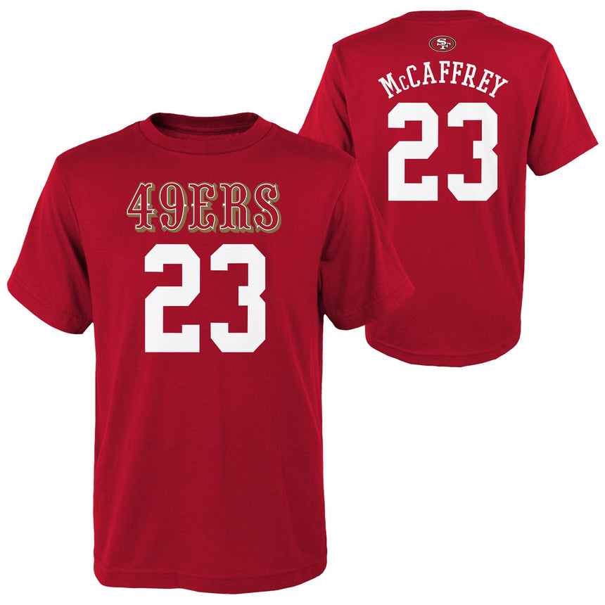 Youth San Francisco 49ers Christian McCaffrey Red Mainliner Player Name & Number T-Shirt - Pro Jersey Sports