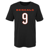 Child Joe Burrow Cincinnati Bengals Black Mainliner Player Name & Number T-Shirt - Pro Jersey Sports