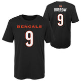 Child Joe Burrow Cincinnati Bengals Black Mainliner Player Name & Number T-Shirt - Pro Jersey Sports