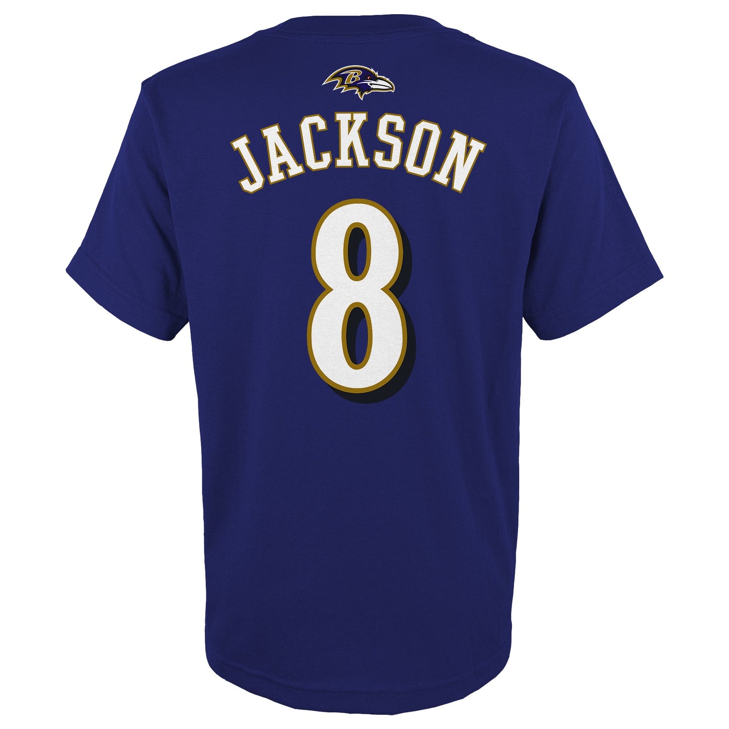 Youth Baltimore Ravens Lamar Jackson Purple Mainliner Player Name & Number T-Shirt
