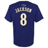 Youth Baltimore Ravens Lamar Jackson Purple Mainliner Player Name & Number T-Shirt - Pro Jersey Sports
