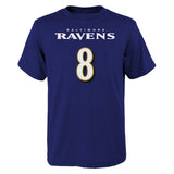 Youth Baltimore Ravens Lamar Jackson Purple Mainliner Player Name & Number T-Shirt - Pro Jersey Sports