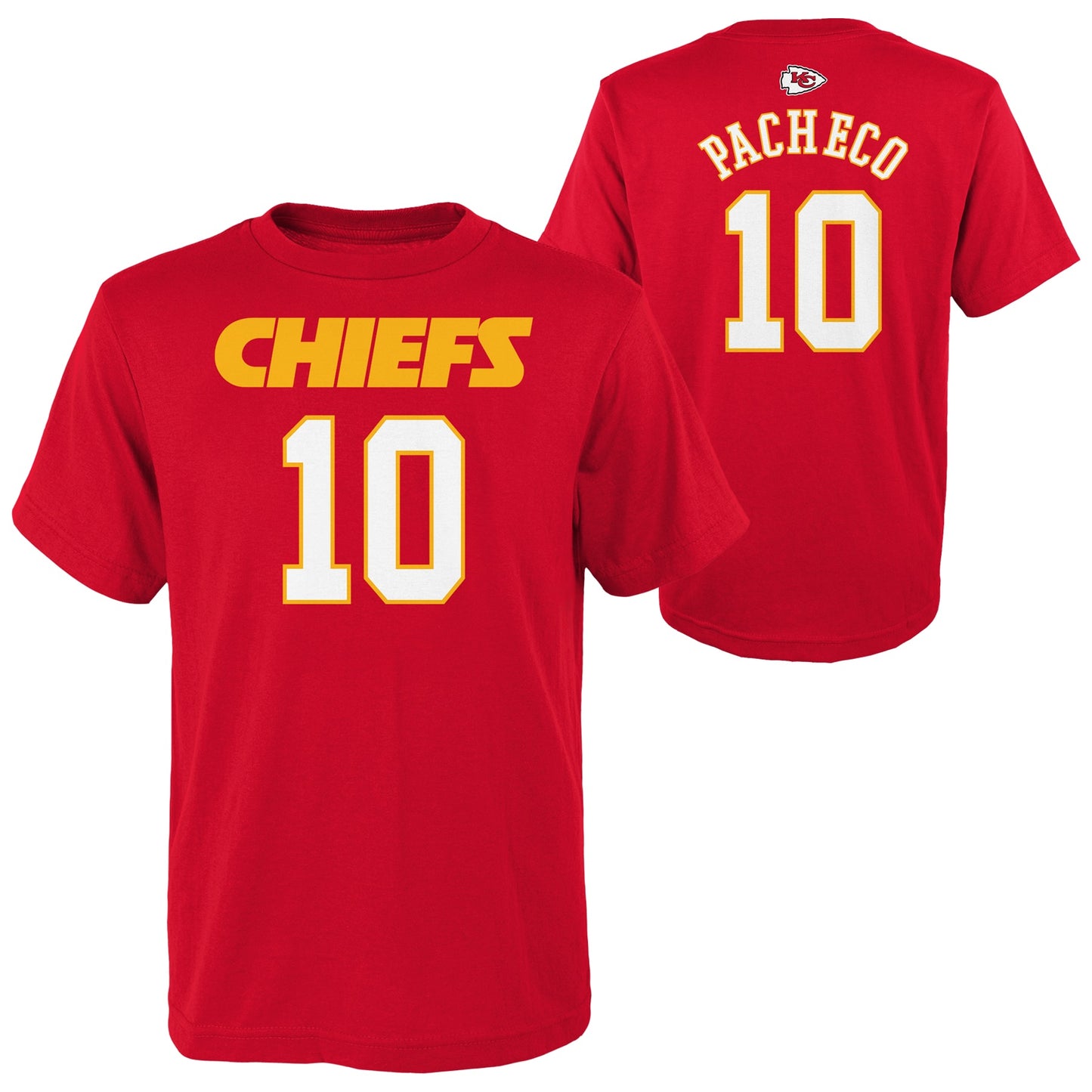 Youth Kansas City Chiefs Isiah Pacheco Red Mainliner Player Name & Number T-Shirt
