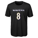 Youth Baltimore Ravens Lamar Jackson Black Mainliner Performance Jersey Tee - Pro Jersey Sports