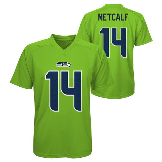 Youth DK Metcalf Seattle Seahawks Green V-Neck Performance Jersey Tee