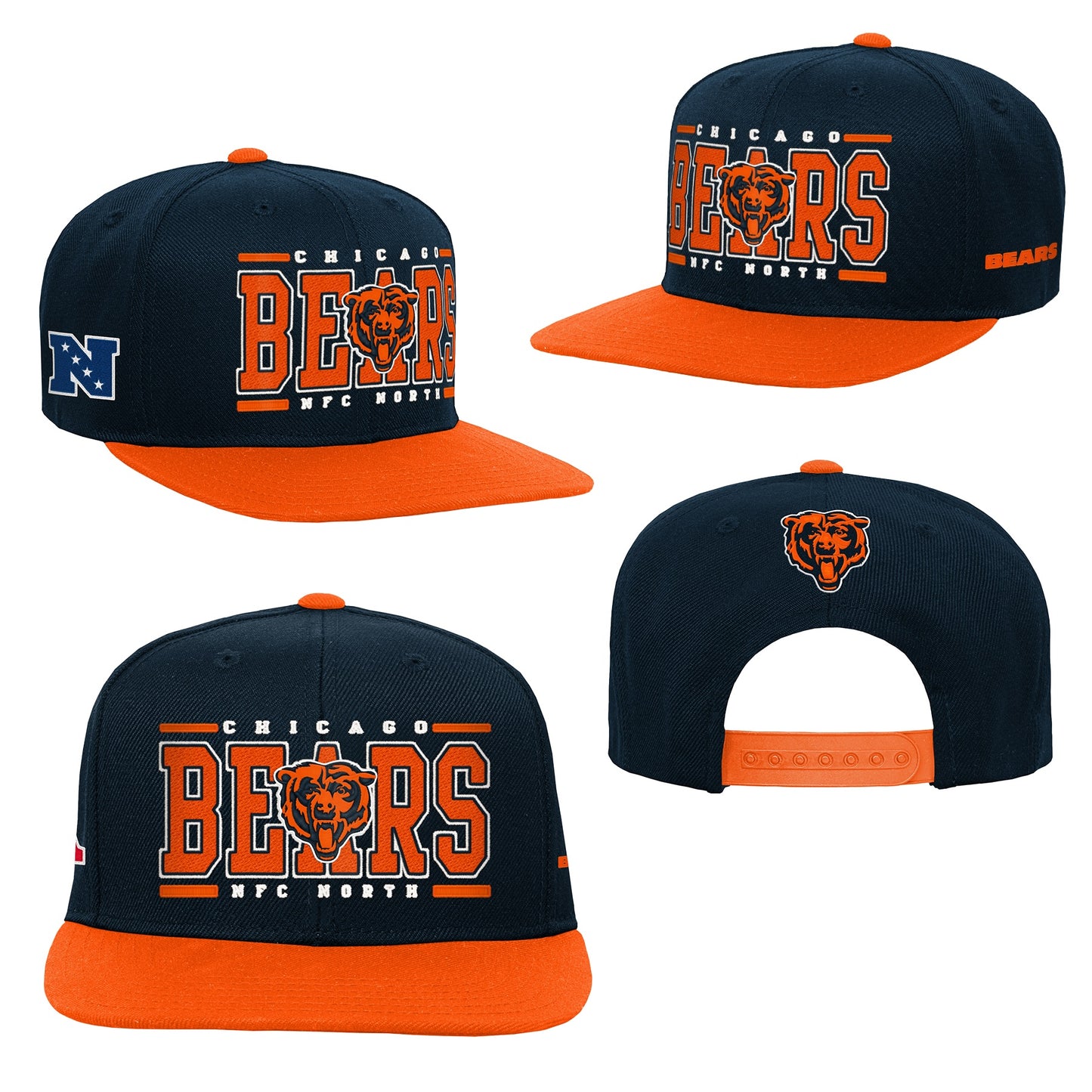 Youth Chicago Bears Navy Flat Bill Snapback Hat