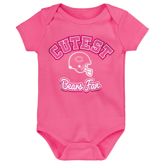 Newborn/Infant Girls Chicago Bears Pink Cutest Fan Short Sleeve Creeper