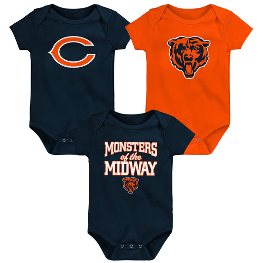 Newborn/Infant Chicago Bears Monsters of the Midway Short Sleeve Creeper Set