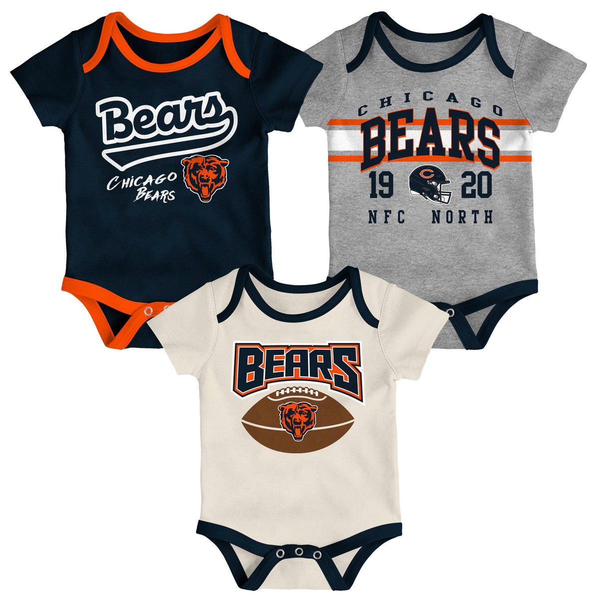 Newborn/Infant Chicago Bears 3 Piece Short Sleeve Creeper Set