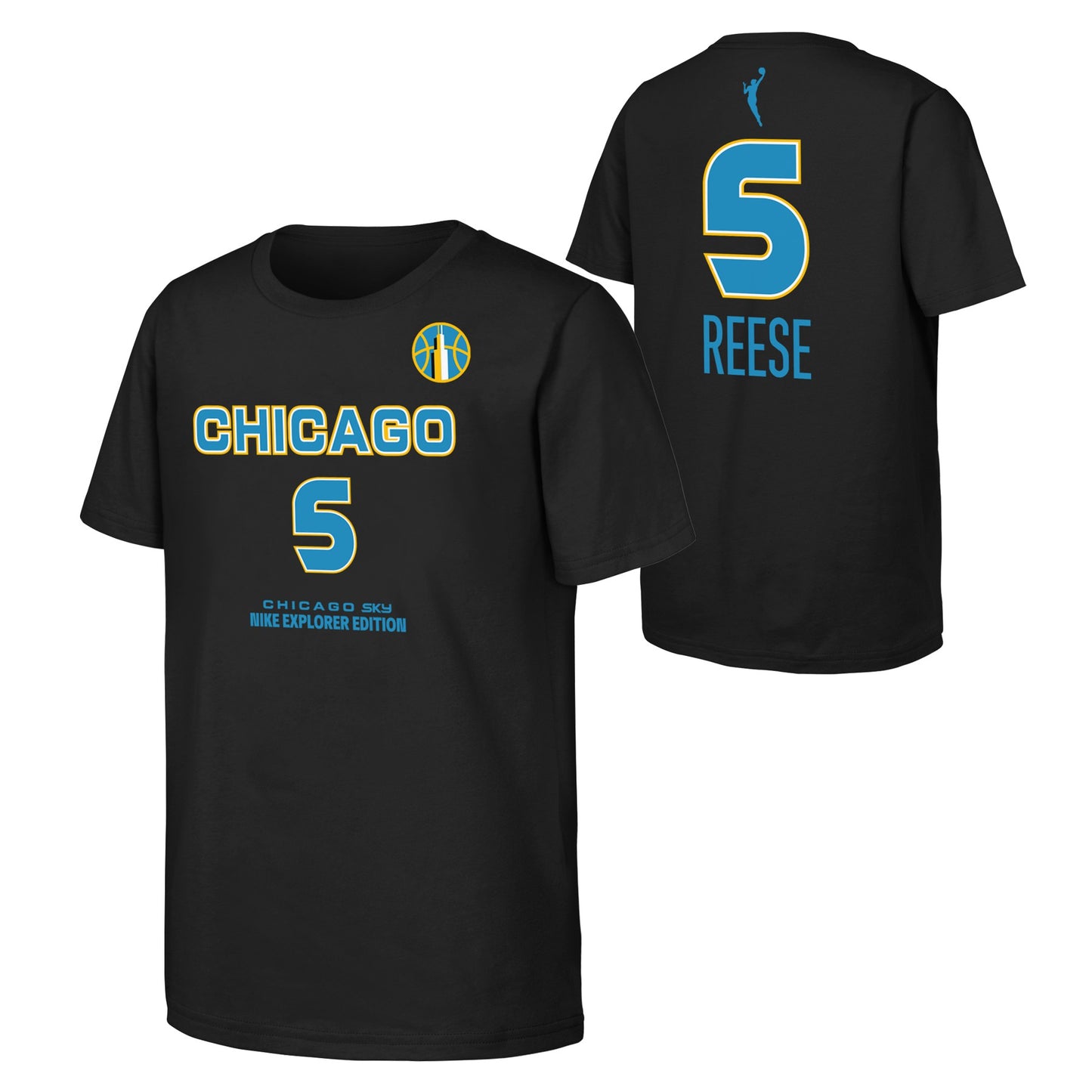 Youth Angel Reese Chicago Sky Black WNBA Player Name And Number T-Shirt