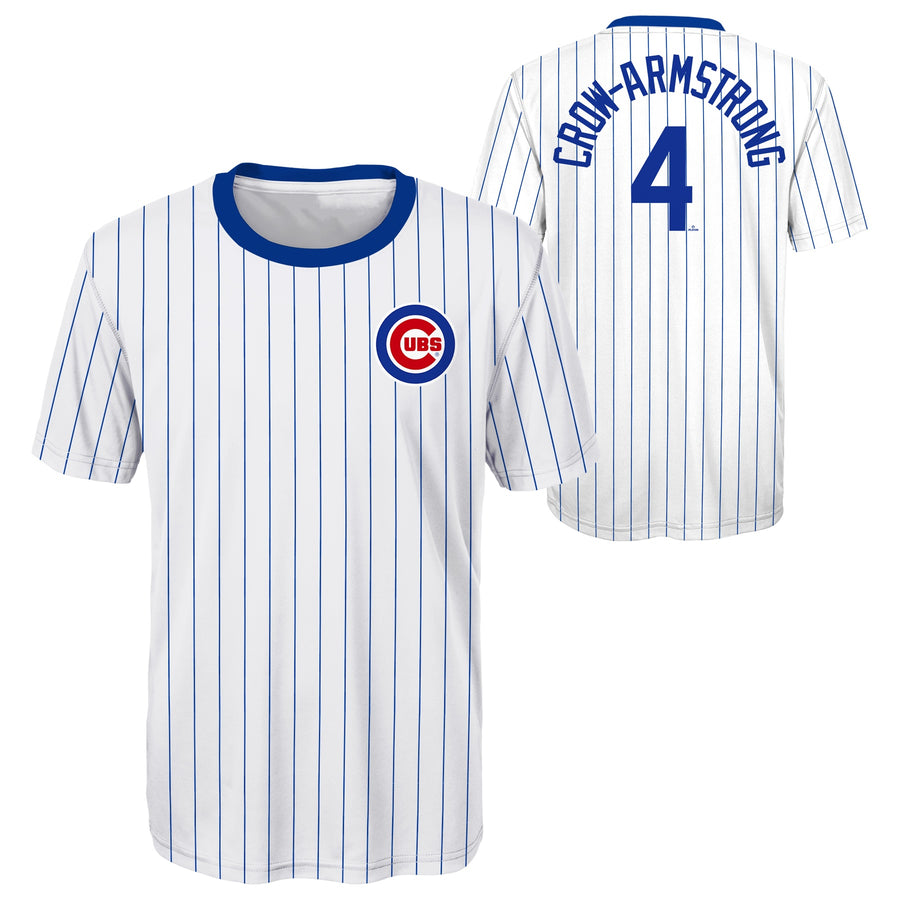 Youth Chicago Cubs Pete Crow-Armstrong Home Pinstripes Player Sublimated Jersey Top