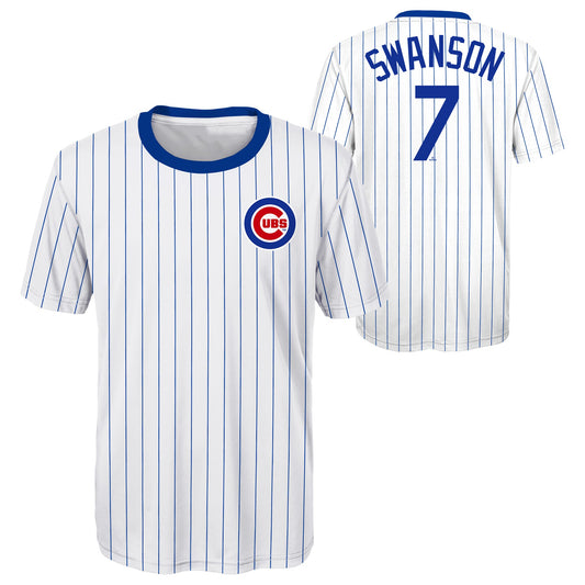 Youth Chicago Cubs Dansby Swanson White/Royal Player Sublimated Jersey Top