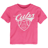 Toddler Girls Chicago Cubs Pink Homerun Honey Short Sleeve T-Shirt - Pro Jersey Sports