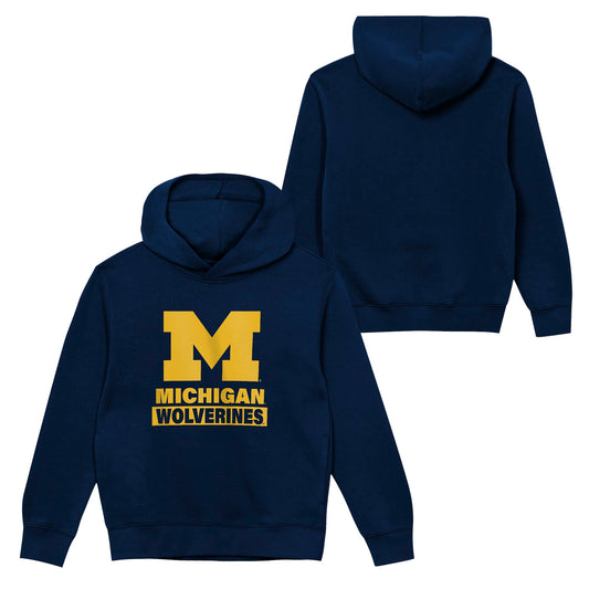 Michigan Wolverines Youth Back to Basics Navy Hoodie - Pro Jersey Sports