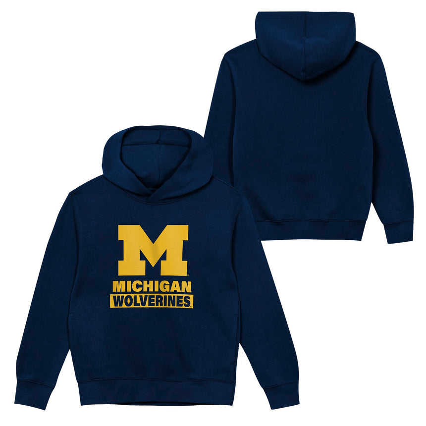 Michigan Wolverines Youth Back to Basics Navy Hoodie - Pro Jersey Sports