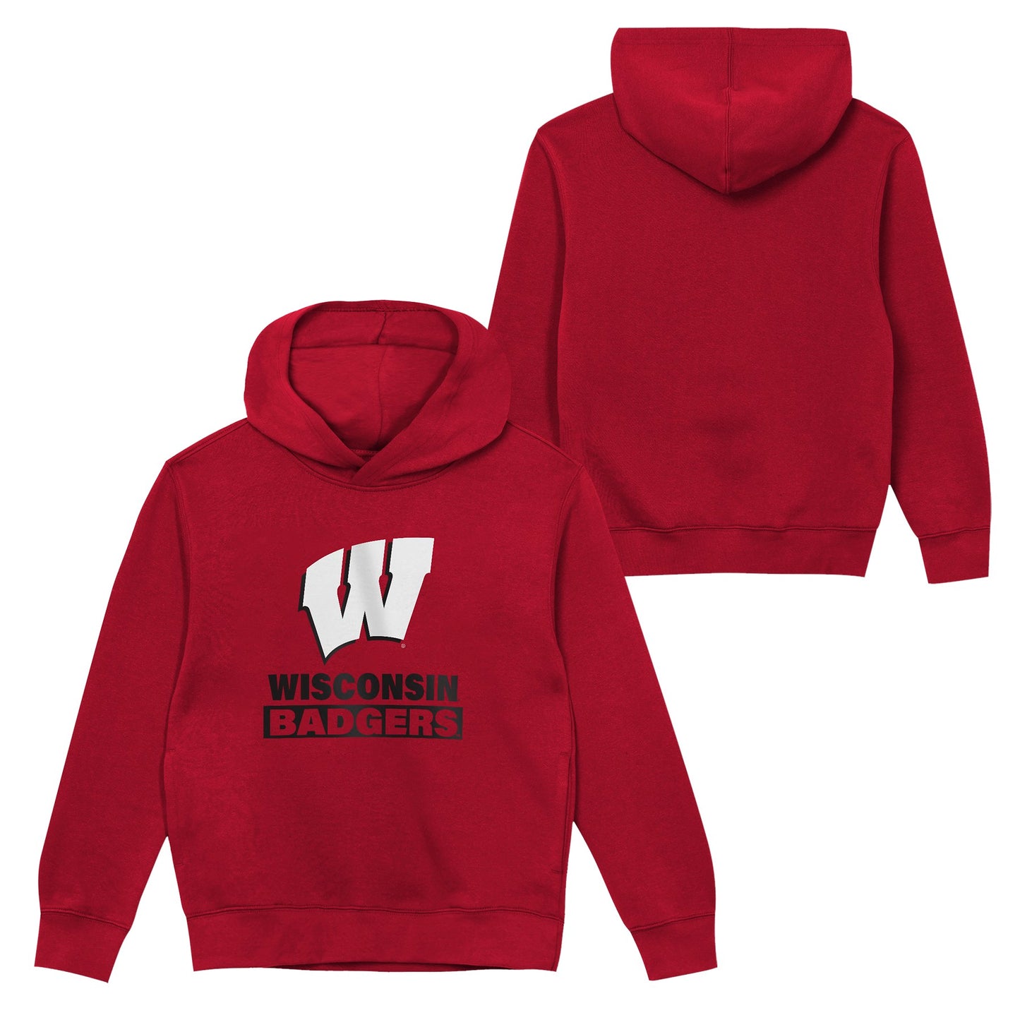 Wisconsin Bagers Youth Back to Basics Red Hoodie - Pro Jersey Sports