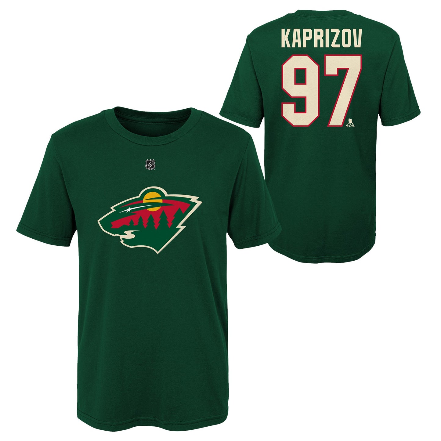 Youth Minnesota Wild Kirill Kaprizov Green Player Name & Number T-Shirt