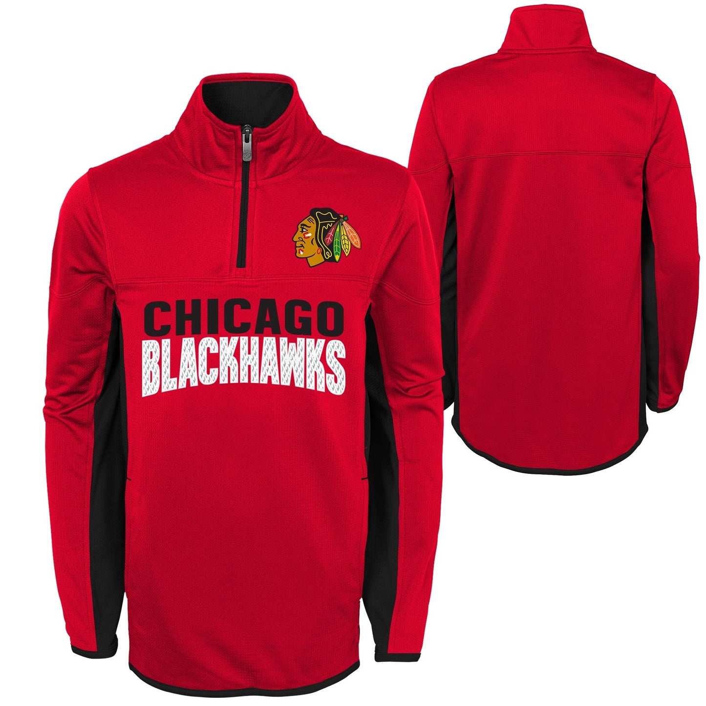 Youth NHL Chicago Blackhawks Red Netminder 1/4 Zip Pullover