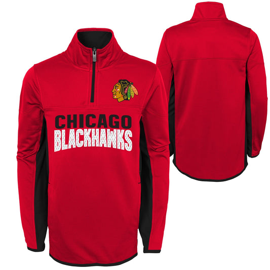Youth NHL Chicago Blackhawks Red Netminder 1/4 Zip Pullover