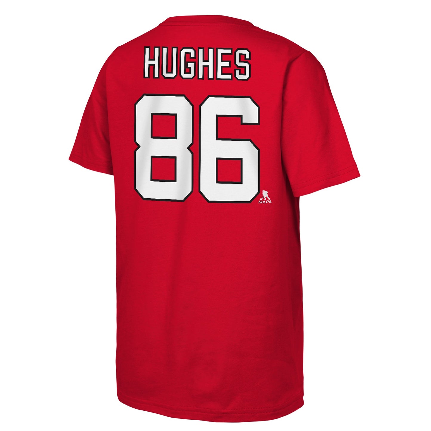 Youth New Jersey Devils Jack Hughes Red Player Name & Number T-Shirt