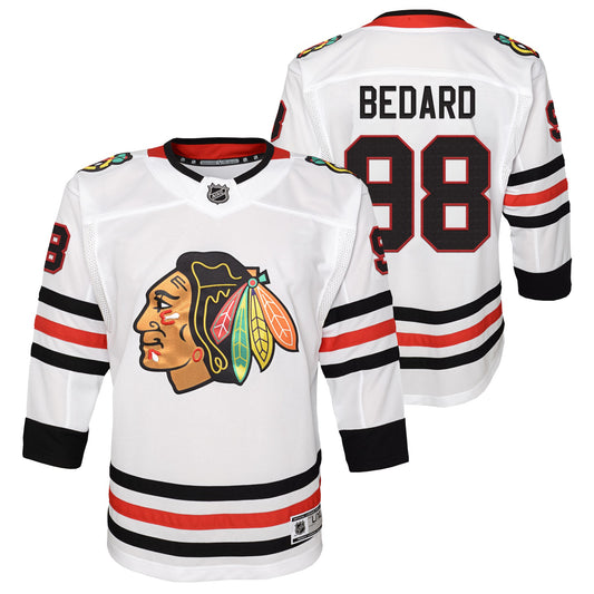 Youth Connor Bedard Chicago Blackhawks White Road NHL Replica Jersey