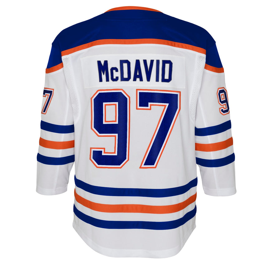 Youth Edmonton Oilers Connor McDavid Road Premier Jersey-White - Pro Jersey Sports