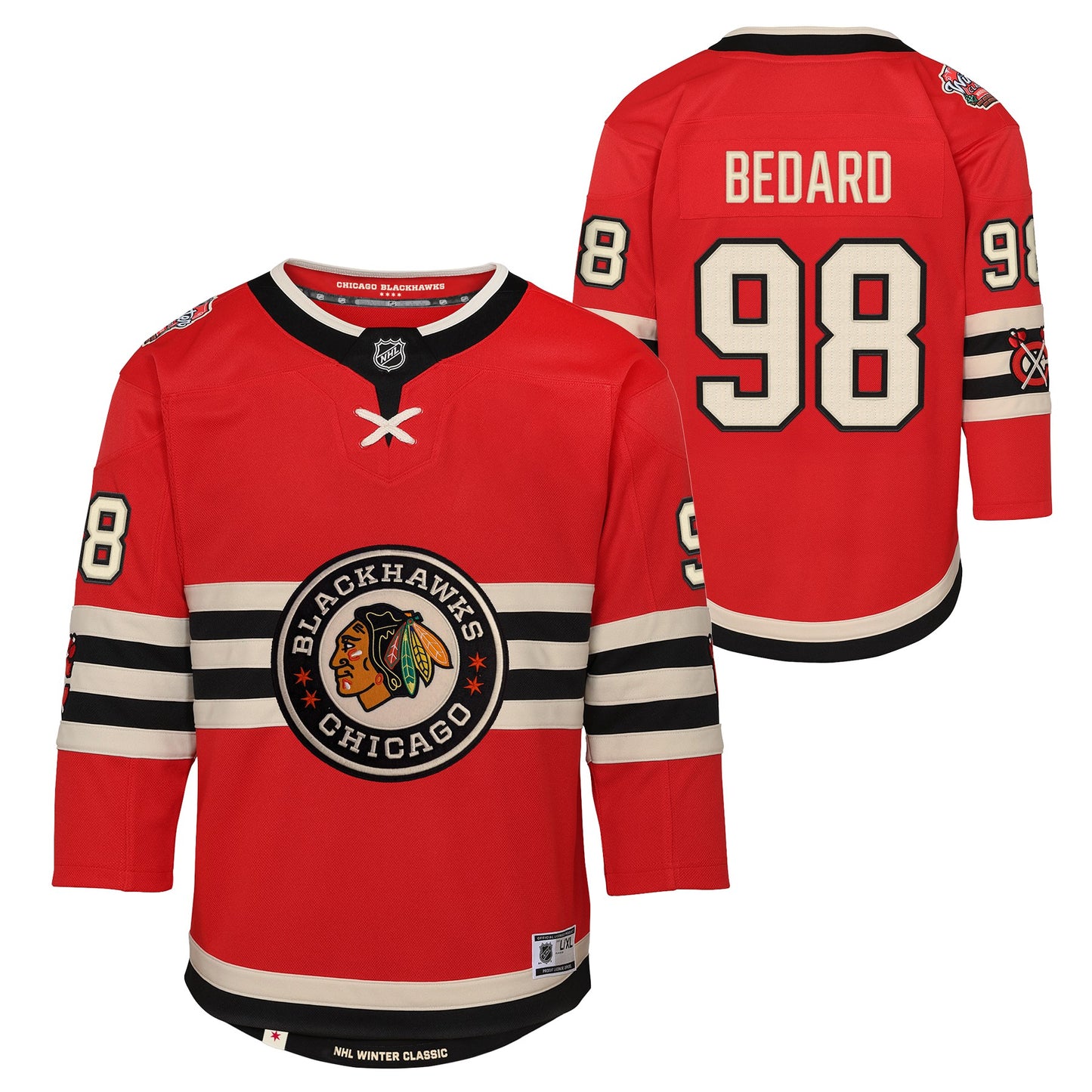 Youth Chicago Blackhawks Connor Bedard Red 2025 NHL Winter Classic Premier Player Jersey