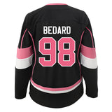 Toddler Connor Bedard Chicago Blackhawks Girls Black/Pink Fashion Jersey - Pro Jersey Sports