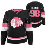 Toddler Connor Bedard Chicago Blackhawks Girls Black/Pink Fashion Jersey - Pro Jersey Sports