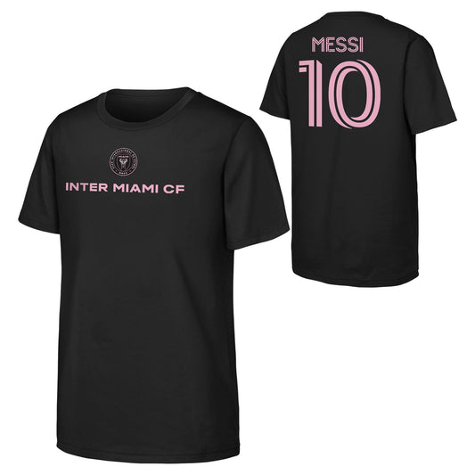 Youth Lionel Messi Inter Miami Black Name & Number T-Shirt