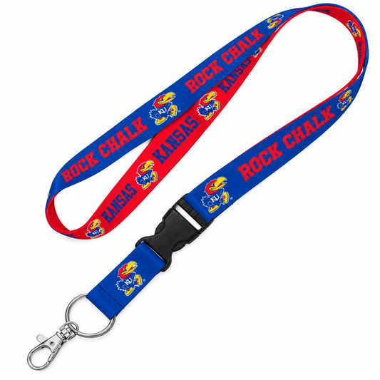 Kansas Jayhawks Double Sided Lanyard With Detachable Buckle By Wincraft