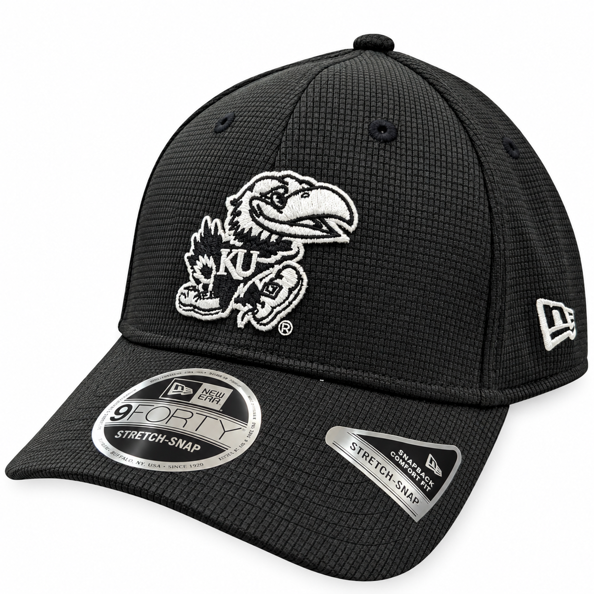Kansas Jayhawks New Era Black Pivot 9FORTY Adjustable Hat