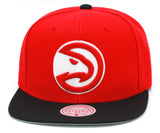 Mens NBA Atlanta Hawks 2 Tone Red/ Black Mitchell And Ness Basic Core Snapback Hat - Pro Jersey Sports
