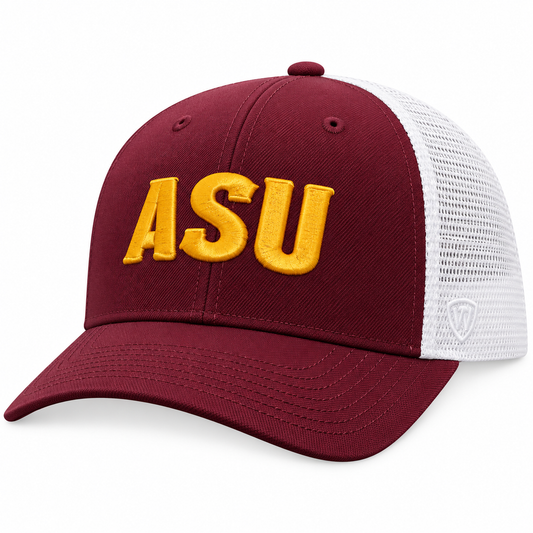 Men's Arizona State Sun Devils ASU Top of the World Victory Maroon/White Trucker Snapback Hat