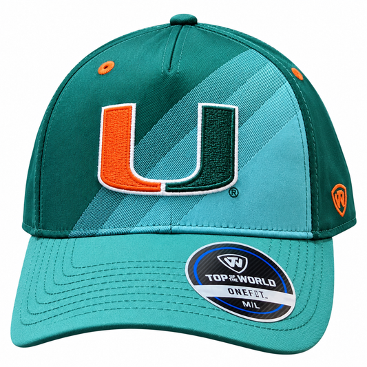 Men's Miami Hurricanes True Class Green Flex Fit Hat By Top Of the World