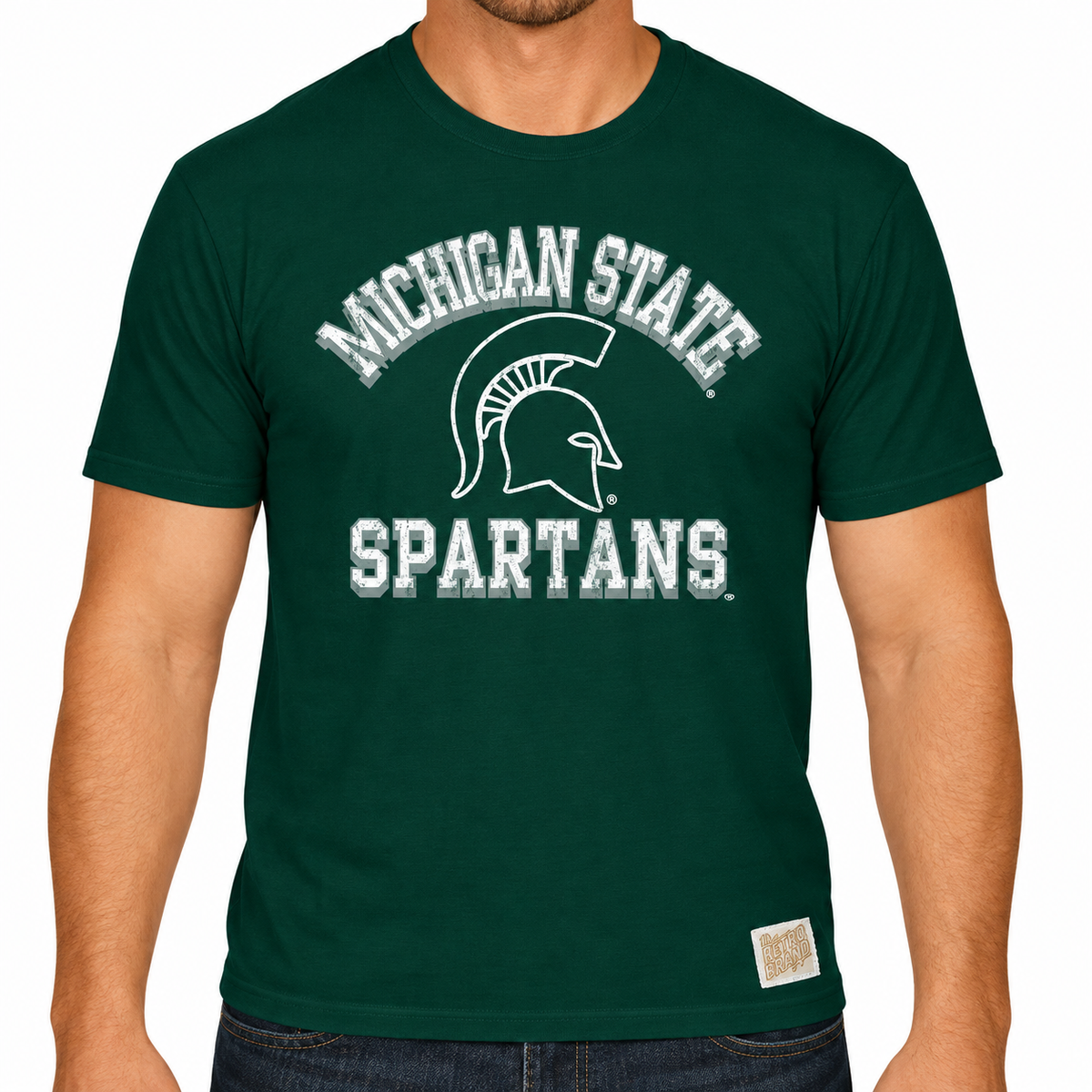 Men's NCAA Michigan State Spartans Washed Out Slub Tee By Retro Brand