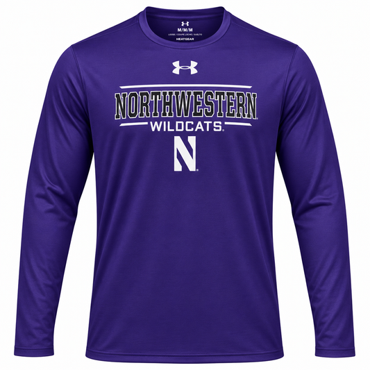 Men's NCAA Northwestern Wildcats Heatgear Purple Long Sleeve Tech Tee