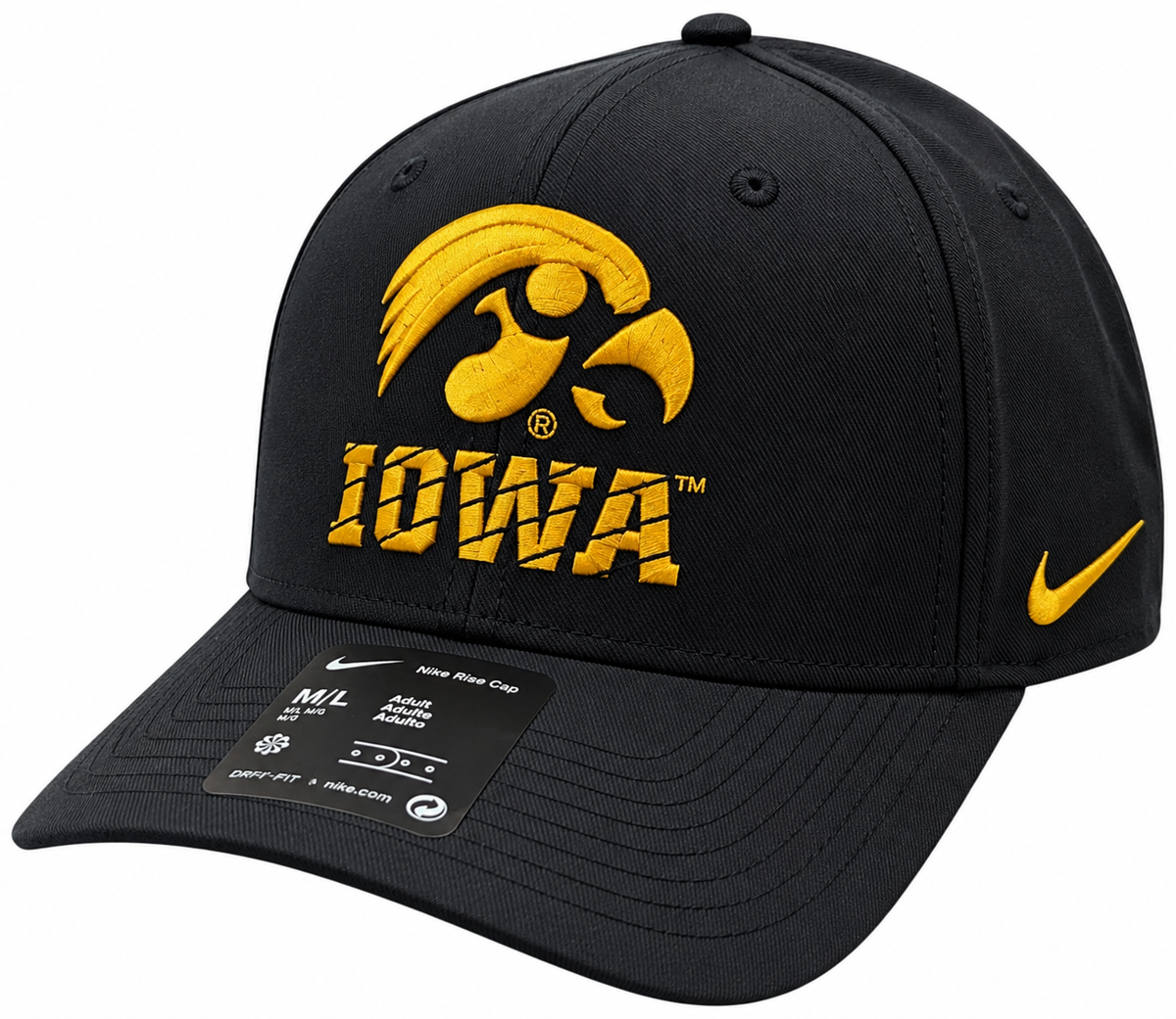 Men's Nike Iowa Hawkeyes Black Rise Adjustable Hat