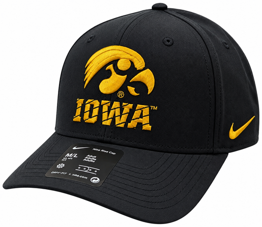 Men's Nike Iowa Hawkeyes Black Rise Adjustable Hat