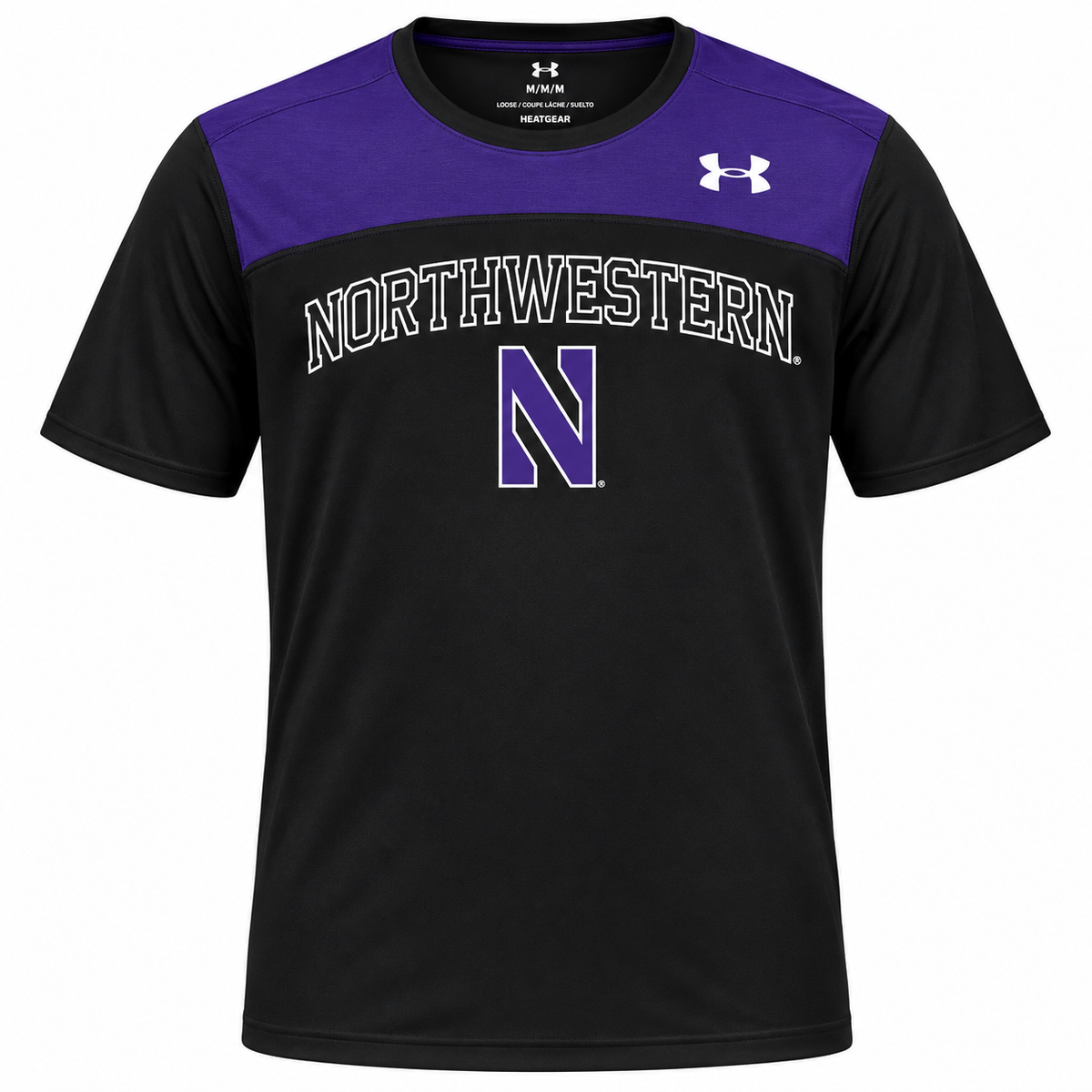 Men's Northwestern Wildcats Under Armour NCAA Black Foundation Tech Short Sleeve Shirt