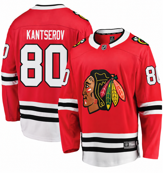 Men's Roman Kantserov Chicago Blackhawks Red Home Fanatics Premium Twill Breakaway Replica Jersey