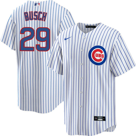 NIKE Men's Michael Busch Chicago Cubs White Home Premium Stitch Replica Jersey