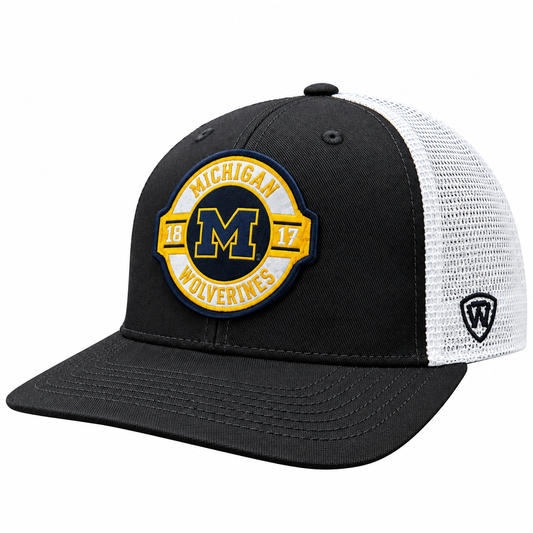 Michigan Wolverines NCAA Top Of The World Black/White Adjustable Trucker Hat