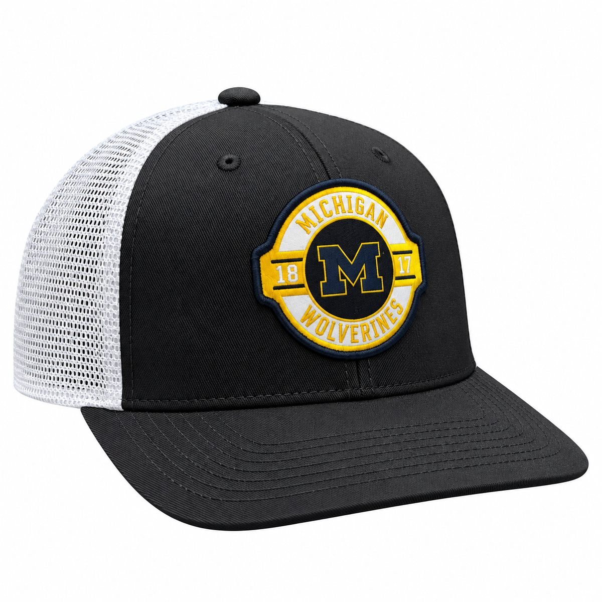 Michigan Wolverines NCAA Top Of The World Black/White Adjustable Trucker Hat