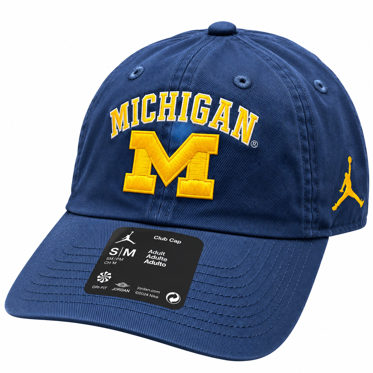 Michigan Wolverines Nike Club Navy Dri-Fit Unstructured Adjustable Hat
