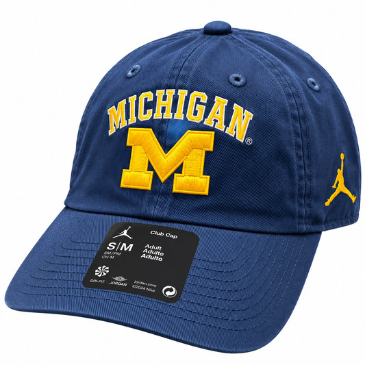 Michigan Wolverines Nike Club Navy Dri-Fit Unstructured Adjustable Hat
